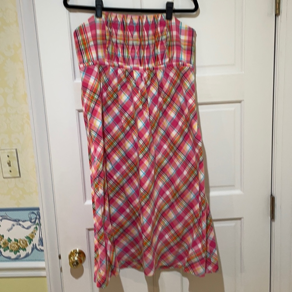 Lilly Pulitzer Pink Madras Strapless Cotton Dress